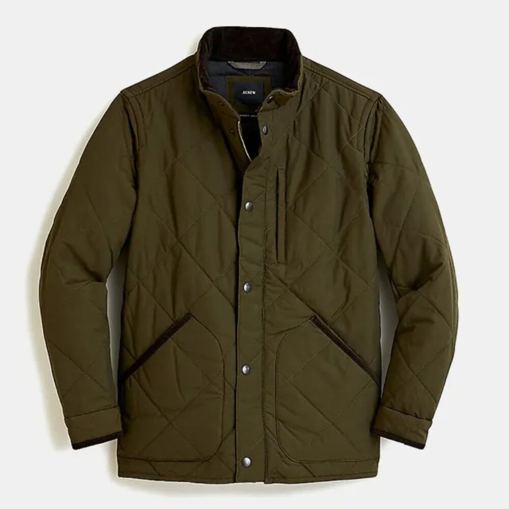NWT 2025 J. Crew Men's XS Quilted Sussex Field Jacket in Dark Green
